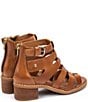 Color:Brandy - Image 2 - Blanes Leather Block Heel Gladiator Sandals