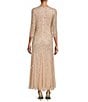 Color:Blush - Image 2 - Beaded Boat Neck 3/4 Sleeve Gown