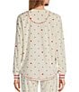 Color:Ivory - Image 2 - Dot/Heart Silky Velour Long Sleeve Round Neck Coordinating Holiday Sleep Top