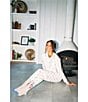 Color:Ivory - Image 5 - Dot/Heart Silky Velour Long Sleeve Round Neck Coordinating Holiday Sleep Top