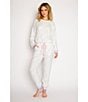 Color:Ivory - Image 5 - Heart Print Peachy Knit Coordinating Sleep Jogger