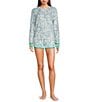 Color:Ocean Blue - Image 3 - Ocean Breeze Floral Peachy Knit Drawstring Tie Coordinating Sleep Shorts