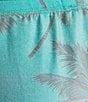 Color:Aqua - Image 4 - Peachy Knit Palm Ombre Print Coordinating Sleep Shorts