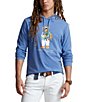 Color:Nimes Blue - Image 1 - Beach Club Bear Long Sleeve Hoodie T-Shirt