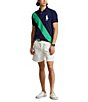 Color:Newport Navy/Tiller Green - Image 3 - Big & Tall Big Pony Mesh Diagonal Stripe Short Sleeve Polo Shirt