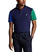 Color:Newport Navy - Image 1 - Big & Tall Classic Fit Color Block Mesh Short Sleeve Polo Shirt