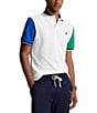 Color:White - Image 1 - Big & Tall Classic Fit Color Block Mesh Short Sleeve Polo Shirt