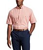 Color:Orange/White - Image 1 - Big & Tall Classic Fit Gingham Short Sleeve Oxford Shirt