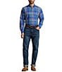 Color:Royal/Pink Multi - Image 3 - Big & Tall Classic-Fit Performance Stretch Plaid Oxford Long Sleeve Woven Shirt