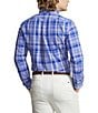 Color:Blue Multi - Image 2 - Big & Tall Classic Fit Performance Stretch Plaid Oxford Long Sleeve Woven Shirt