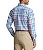 Color:Blue/Pink Multi - Image 2 - Big & Tall Classic Fit Performance Stretch Plaid Oxford Long Sleeve Woven Shirt