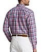 Color:Pink/Navy Multi - Image 2 - Big & Tall Classic-Fit Performance Stretch Plaid Oxford Long Sleeve Woven Shirt
