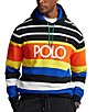 Color:Polo Black Multi - Image 1 - Big & Tall Logo Striped Long Sleeve Fleece Hoodie