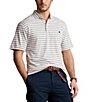 Color:Andover Heather/White - Image 1 - Big & Tall Stripe Soft Cotton Short Sleeve Polo Shirt