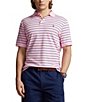 Color:Carmel Pink/Light Navy - Image 1 - Big & Tall Stripe Soft Cotton Short Sleeve Polo Shirt