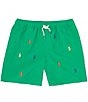 Color:Preppy Green - Image 1 - Big Boys 8-20 Traveler Embroidered Pattern Swim Trunks