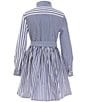Color:Royal/White Stripe - Image 2 - Big Girls 7-16 Long Sleeve Striped Poplin Fun Shirtdress