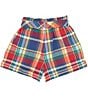 Color:Blue/Red Multi - Image 2 - Big Girls 7-16 Madras Pull-On Shorts