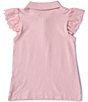 Color:Garden Pink/Dusty Blue - Image 2 - Big Girls 7-16 Short Sleeve Eyelet Stretch Mesh Polo Shirt