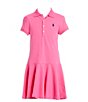 Color:Pink - Image 1 - Big Girls 7-16 Short-Sleeve Mesh Dropwaist Polo Dress