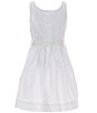 Color:White - Image 2 - Big Girls 7-16 Sleeveless Ottoman-Ribbed Cotton Dress