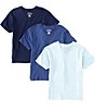 Color:Surf Blue/Bali Blue/Cruise Navy - Image 1 - Big Boys 8-20 Short-Sleeve Classic V-Neck T-Shirts 3-Pack