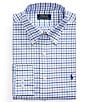 Color:White Blue Multi - Image 1 - Classic Fit Button Down Collar Plaid Oxford Dress Shirt