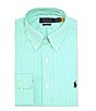 Color:Key West Green/White - Image 1 - Classic Fit Button Down Collar Striped Poplin Dress Shirt