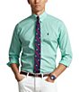 Color:Key West Green/White - Image 2 - Classic Fit Button Down Collar Striped Poplin Dress Shirt
