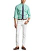 Color:Key West Green/White - Image 4 - Classic Fit Button Down Collar Striped Poplin Dress Shirt