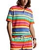 Color:Multi - Image 1 - Striped Spa Terry Short Sleeve Polo Shirt