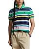 Color:Classic Kelly Multi - Image 1 - Classic Fit Multi-Color Stripe Mesh Short Sleeve Polo Shirt
