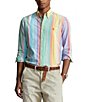Color:Green/Yellow Multi - Image 1 - Classic Fit Multicolor Stripe Oxford Long Sleeve Woven Shirt