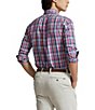 Color:Pink/Navy Multi - Image 2 - Classic-Fit Performance Stretch Plaid Oxford Long Sleeve Woven Shirt