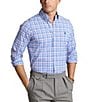 Color:Pink/Blue Multi - Image 1 - Classic Fit Performance Stretch Twill Long Sleeve Woven Shirt