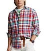 Color:Red/Blue Multi - Image 1 - Classic-Fit Plaid Long Sleeve Oxford Woven Workshirt