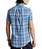 Color:Blue/Red Multi - Image 2 - Classic Fit Plaid Performance Stretch Short Sleeve Twill Woven Shirt