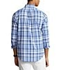Color:White/Blue Multi - Image 2 - Classic Fit Plaid Performance Stretch Twill Long Sleeve Woven Shirt