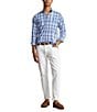 Color:White/Blue Multi - Image 3 - Classic Fit Plaid Performance Stretch Twill Long Sleeve Woven Shirt