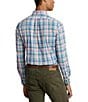 Color:Pink/Blue Multi - Image 2 - Classic Fit Plaid Performance Stretch Twill Long Sleeve Woven Shirt