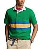 Color:Kayak Green/Blue Saturn - Image 1 - Classic Fit Short Sleeve Striped Jersey Rugby Shirt