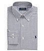 Color:Navy/White - Image 1 - Classic Fit Stretch Button-Down Collar Checked Poplin Dress Shirt