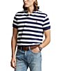Color:Navy/White - Image 1 - Classic Fit Striped Mesh Short Sleeve Polo Shirt