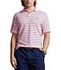 Color:Carmel Pink/Navy - Image 1 - Classic Fit Striped Short Sleeve Cotton Polo Shirt