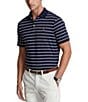 Color:French Navy/White - Image 1 - Classic Fit Striped Short Sleeve Cotton Polo Shirt