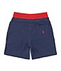 Color:Spring Navy - Image 2 - Little Boys 2T-7 Logo Flag Jersey Shorts