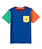 Color:Heritage Blue Multi - Image 1 - Little Boys 2T-7 Short Sleeve Color-Blocked Pocket T-Shirt