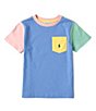 Color:Harbor Island Blue Multi - Image 1 - Little Boys 2T-7 Short Sleeve Color-Blocked Pocket T-Shirt