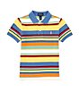 Color:Banana Peel Multi - Image 1 - Little Boys 2T-7 Short Sleeve Stripe Cotton Mesh Polo Shirt