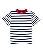 Color:White/Beach Royal - Image 1 - Little Boys 2T-7 Short Sleeve Striped Jersey T-Shirt